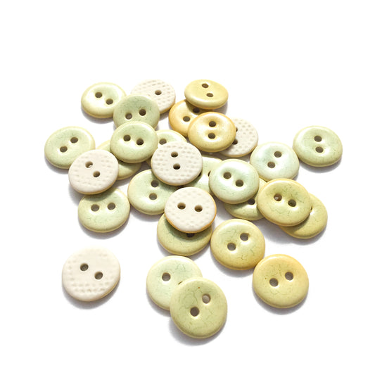 Gold & Honeydew Green Porcelain Buttons 1/2"