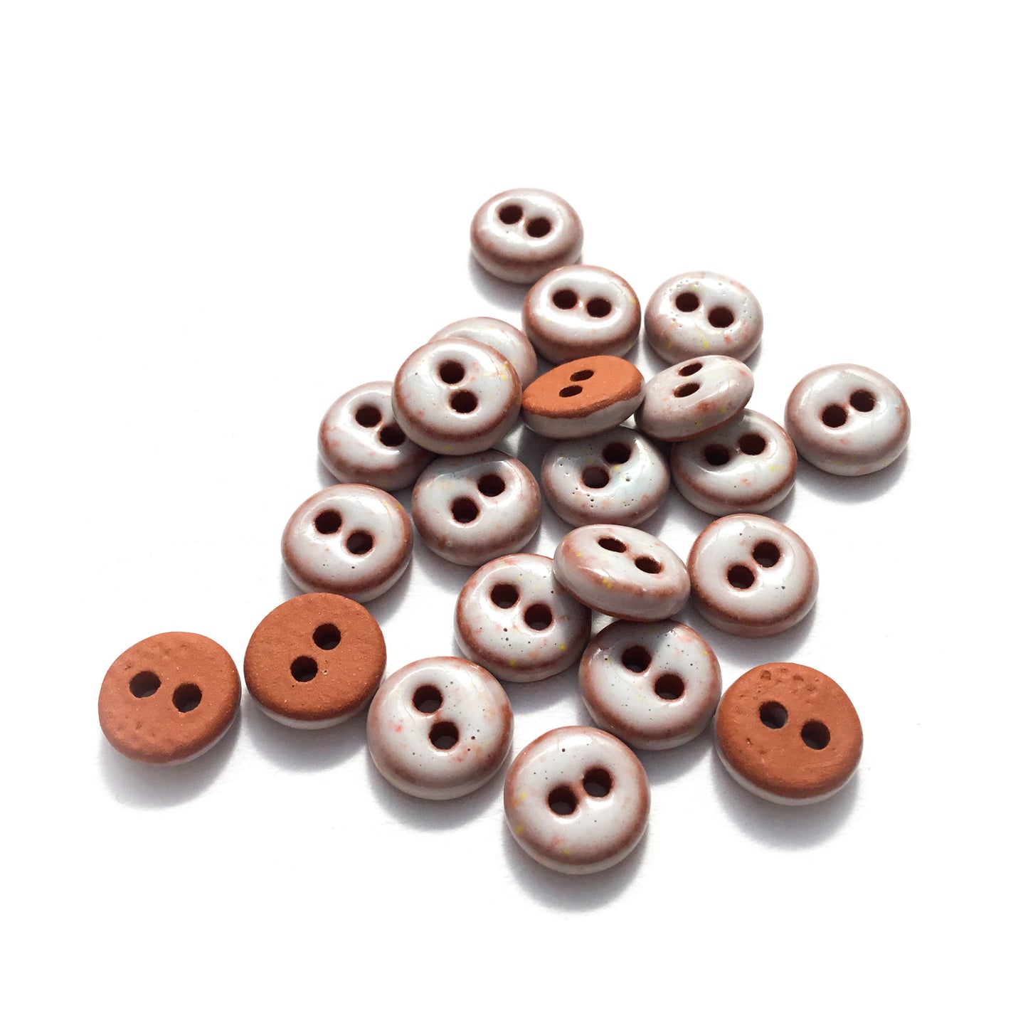 White & Peach Fleck Ceramic Buttons 3/8"