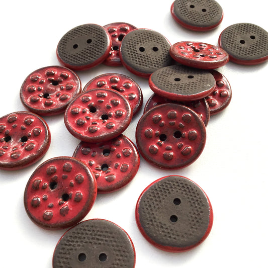 Chili Red 'Aster' Stoneware Buttons 3/4"