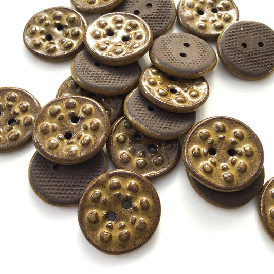 Earthy Gold 'Aster' Stoneware Buttons 3/4"