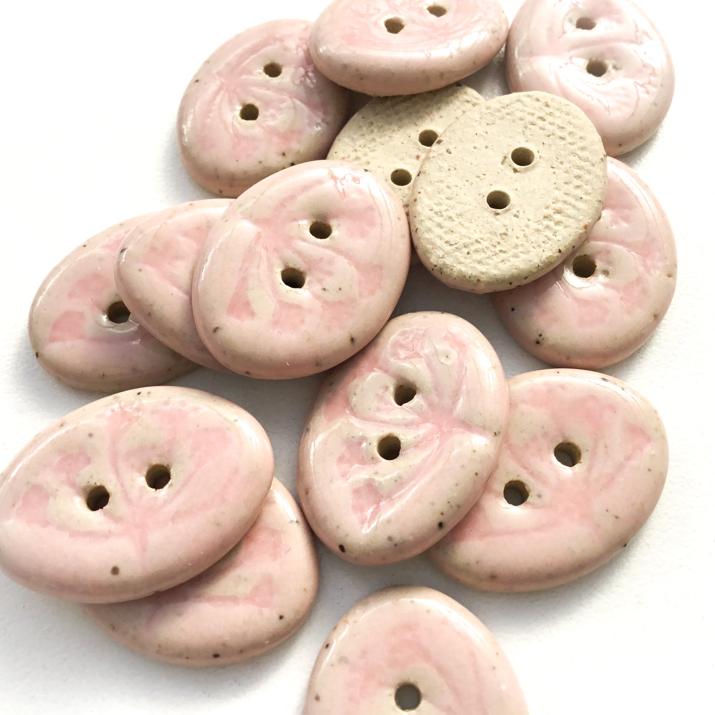 Soft Pink 'Umbel' Stoneware Button 5/8" x 7/8"