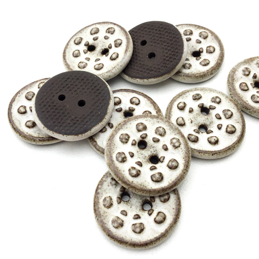 White 'Aster' Stoneware Buttons 3/4"