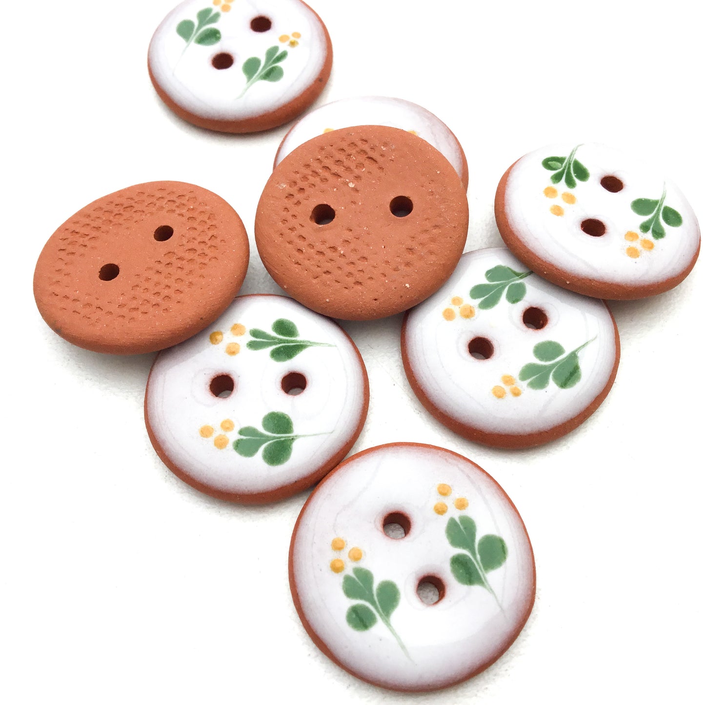 Mustard Sprig Ceramic Buttons 3/4"
