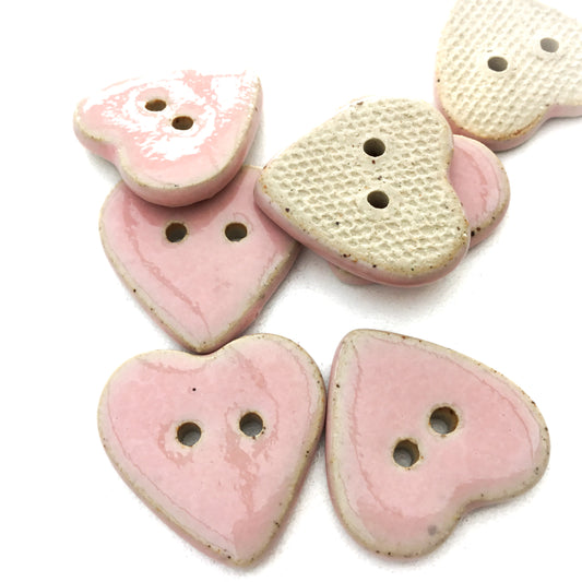 Soft Pink Stoneware Heart Buttons 7/8"