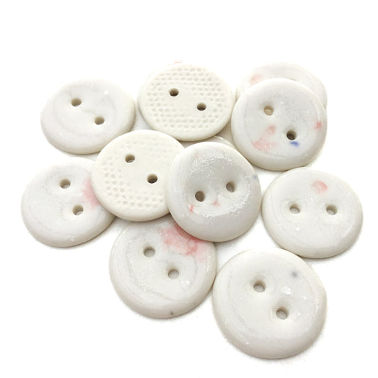White & Pink Porcelain Button 7/8"