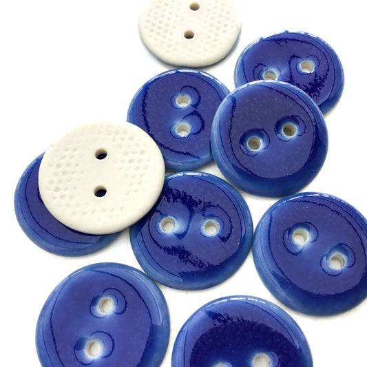 Primary Blue Porcelain Button 7/8"