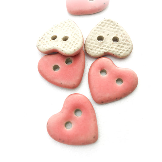 Matte Salmon Pink Heart Buttons 9/16"