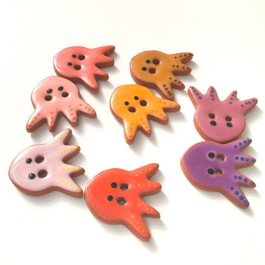 'Earth Tones' Octopus Buttons - Ceramic Ceramic Buttons -Children's Animal Buttons