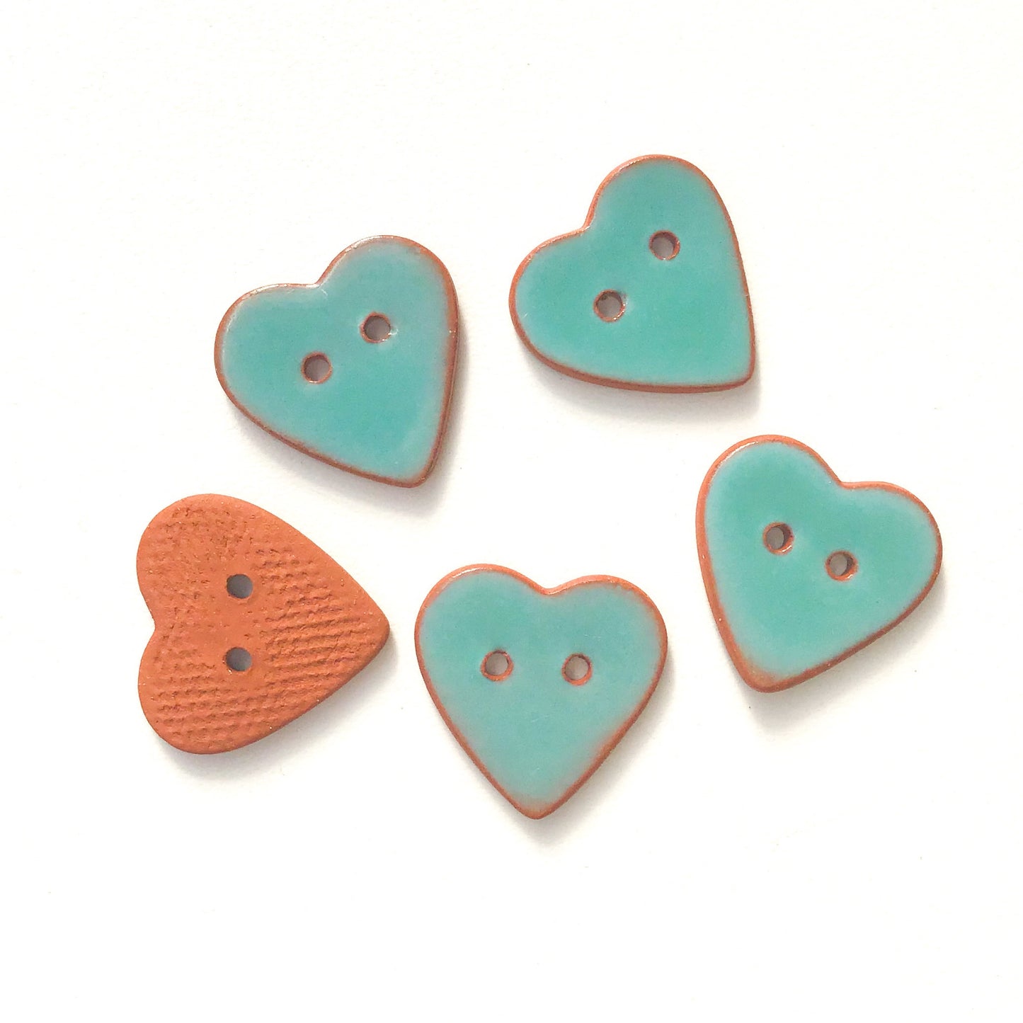 Turquoise Heart Buttons - Ceramic Heart Buttons - 7/8"