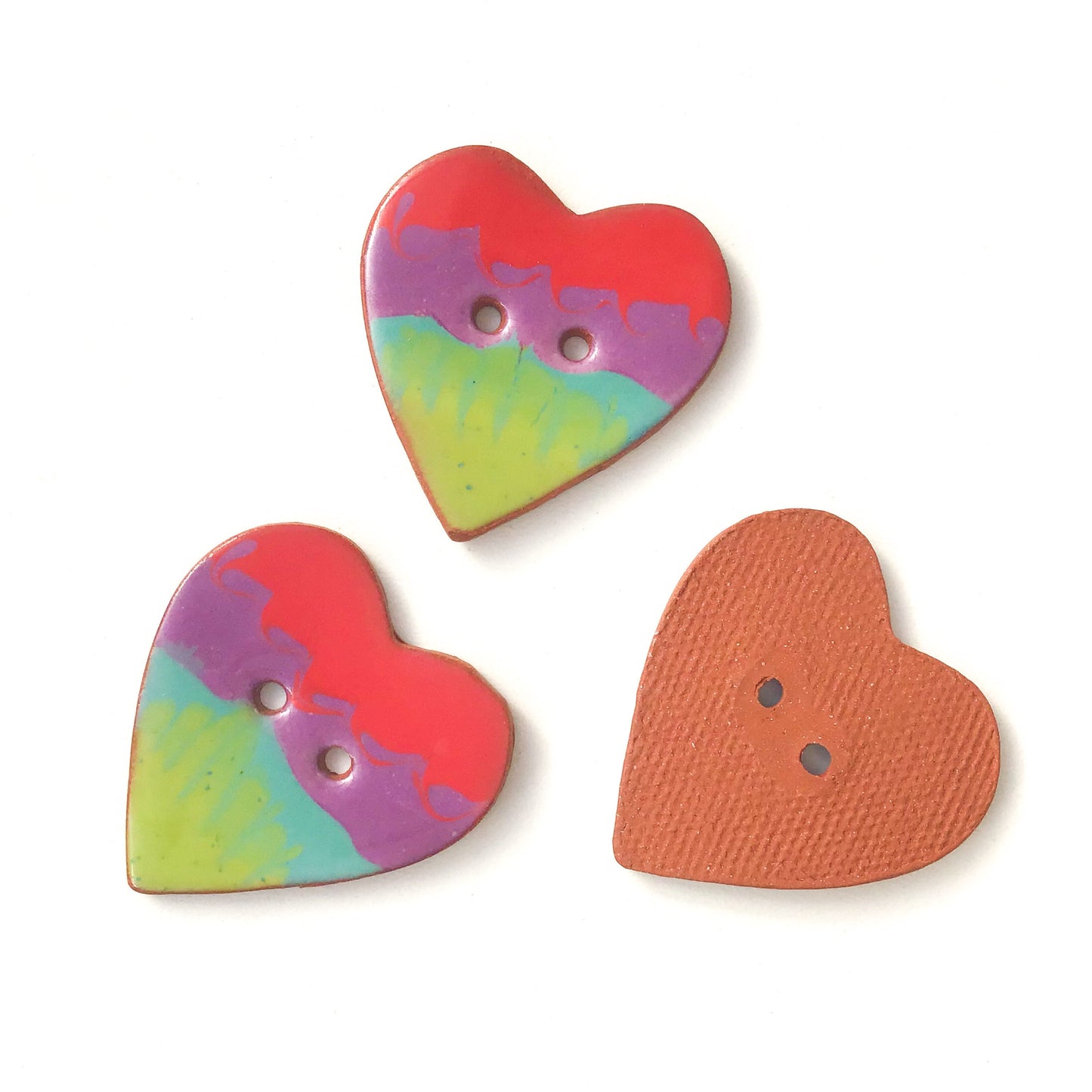 Decorative Heart Buttons - Ceramic Heart Button - 1 3/8"