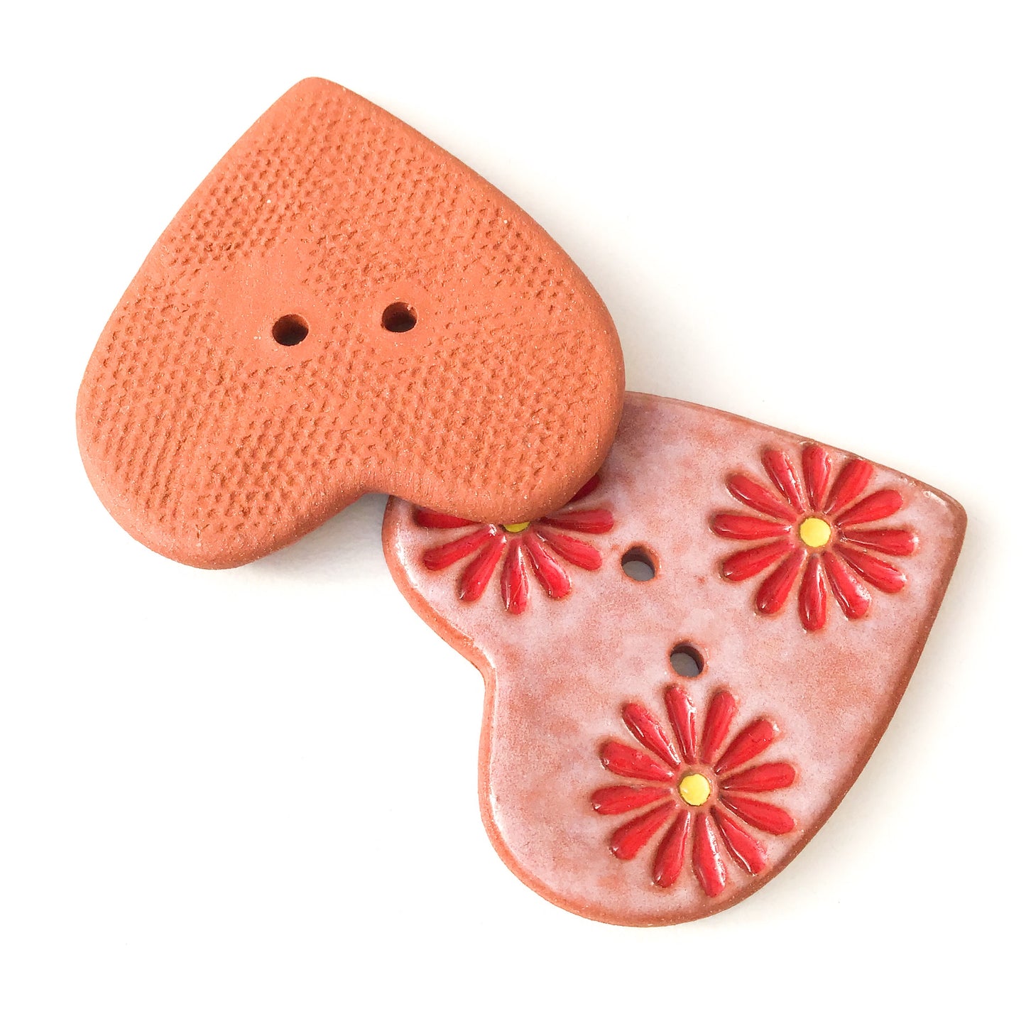 Red Daisy Heart Button 1-3/8"