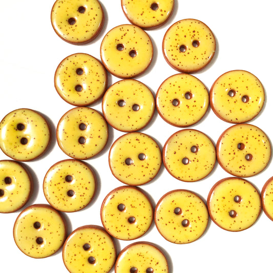 Speckled Bright Yellow Ceramic Button 3/4"