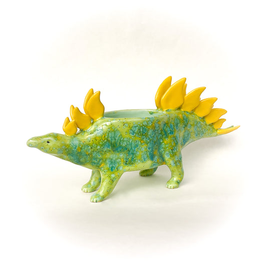 Lime Green Stegosaurus Dinosaur Planter - Dinosaur Succulent Planter