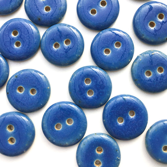Royal Blue Stoneware Button - 3/4"