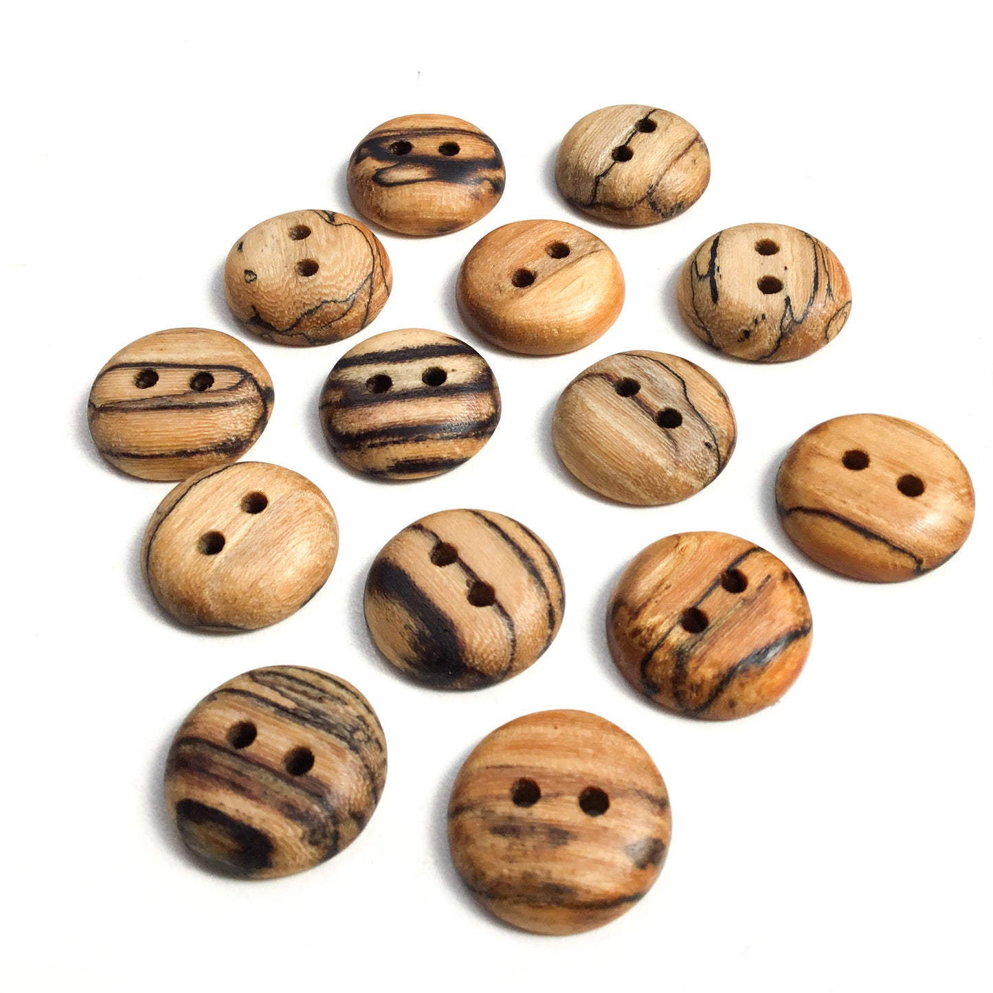 Polished Spalted American Elm Wood Buttons - 7/8”