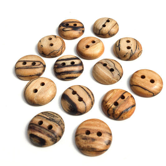 Polished Spalted American Elm Wood Buttons - 7/8”