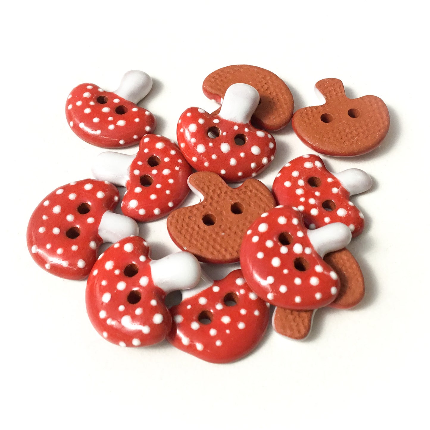 Red Mushroom Ceramic Button 3/4”