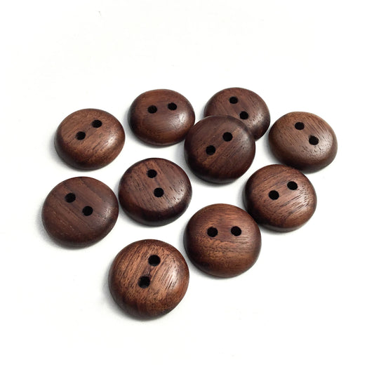 Polished Black Walnut Wood Buttons - 7/8”