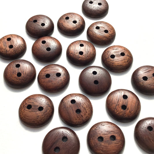 Polished Black Walnut Wood Buttons - 5/8”