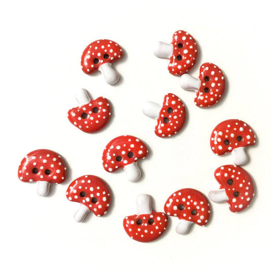 Red Mushroom Ceramic Button 3/4”