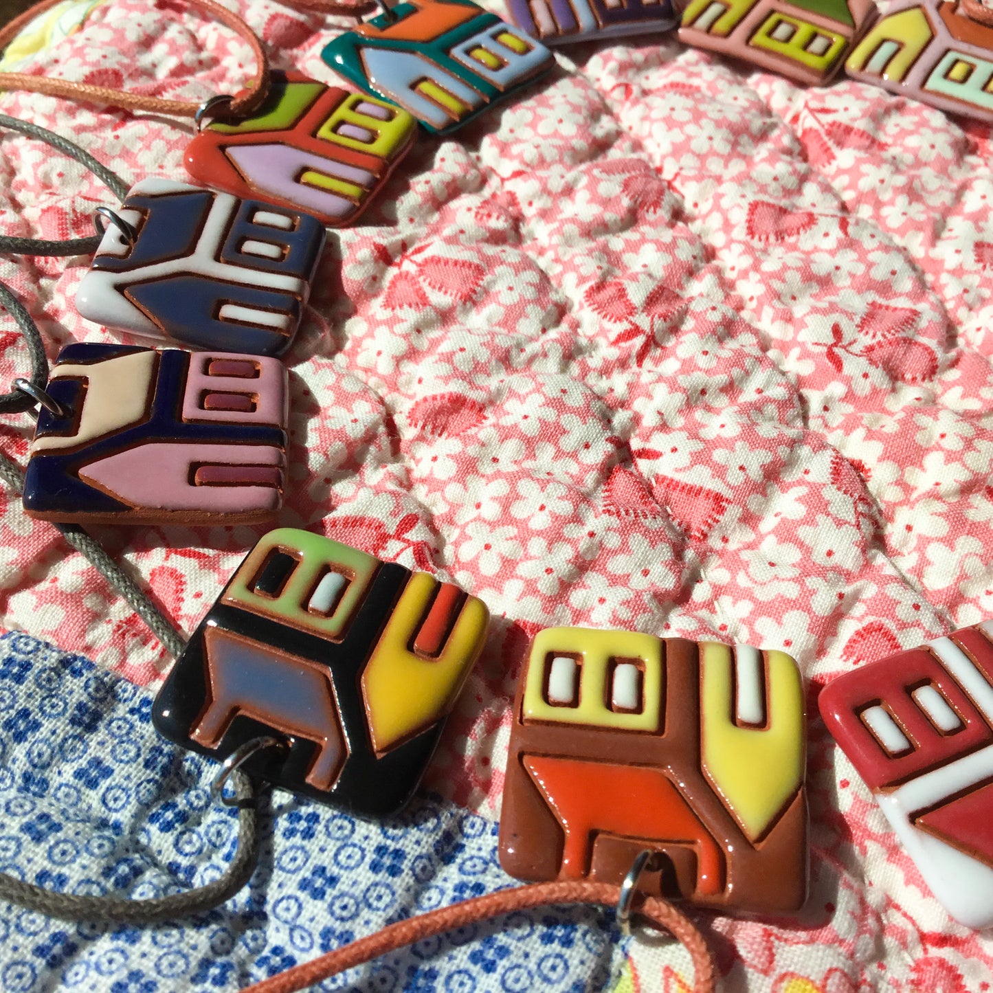 House Quilt Necklace