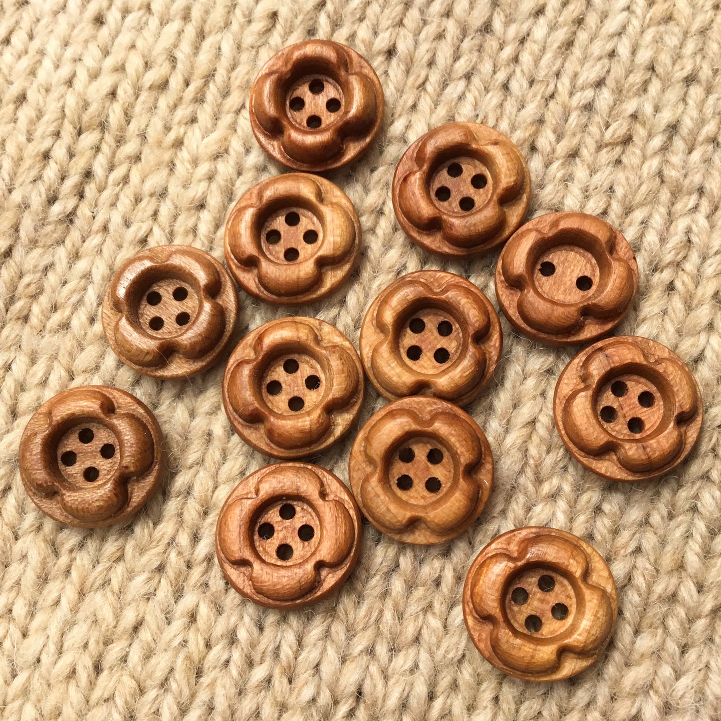 ‘Forest Flowers’ Cherry Wood Buttons  3/4”