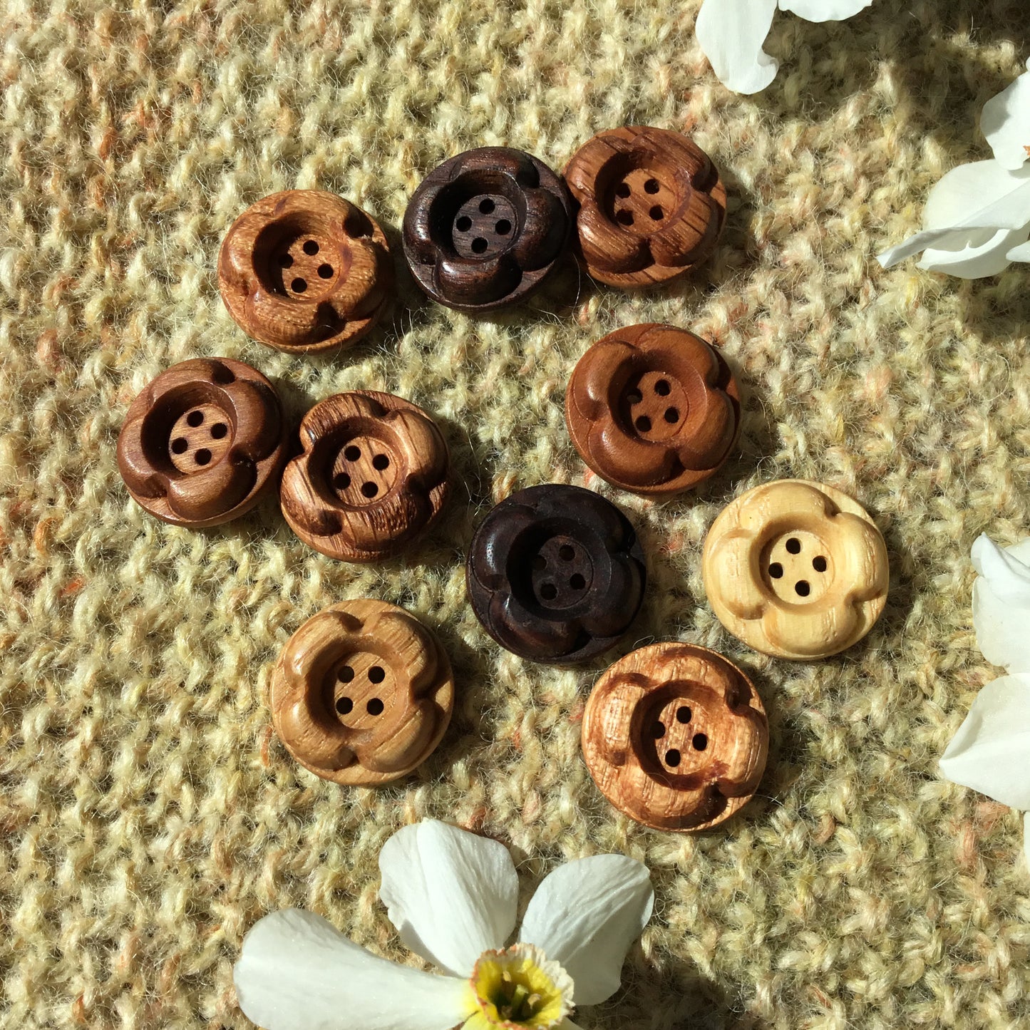 Forest Flowers Wooden Buttons  7/8”