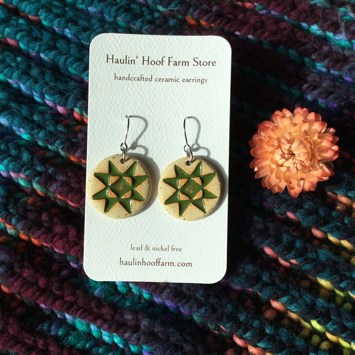 Rustic Ohio Star Stoneware Earrings