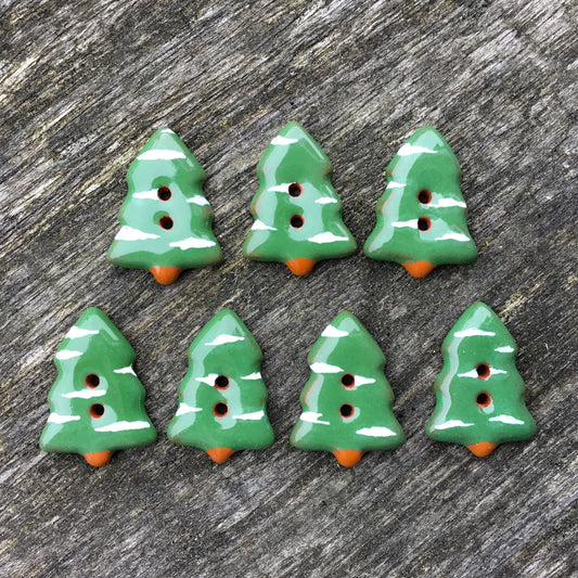 'Snowy Pines' Earthenware Button 5/8" x 7/8”