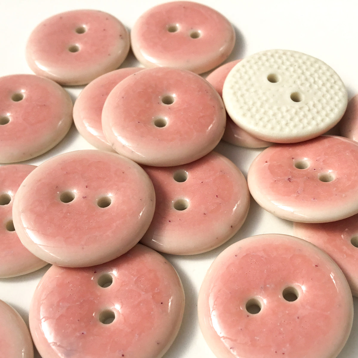 Pink Stone Button Marbled Pink Porcelain Button 7/8