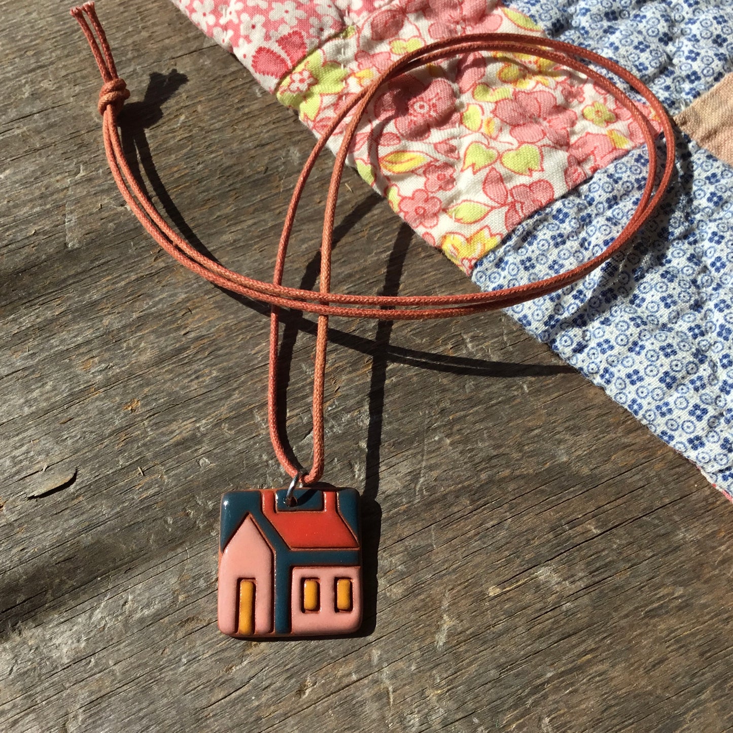 House Quilt Necklace