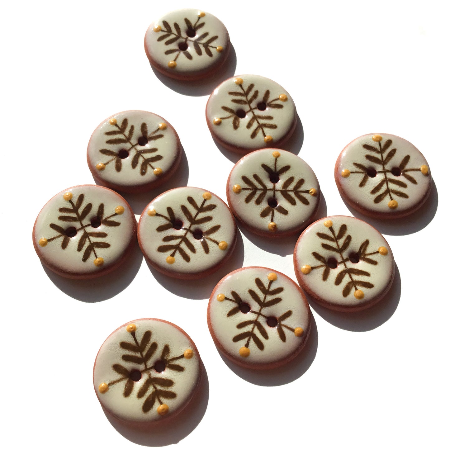 ‘Bud & Vine’ Ceramic Button  7/8"