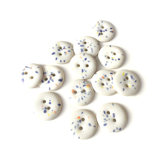 Speckled White Porcelain Buttons   11/16”