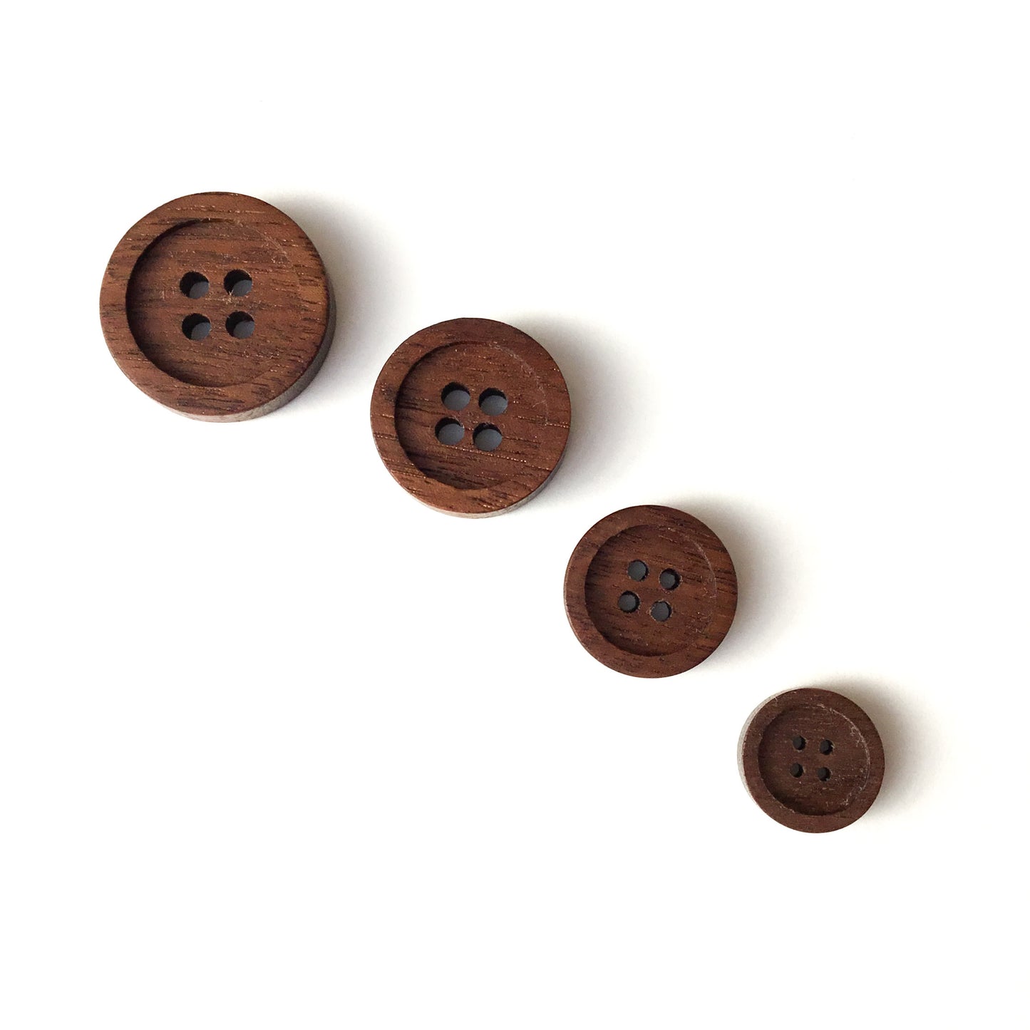 Four Hole Inset Button - Black Walnut Wood - 4 sizes