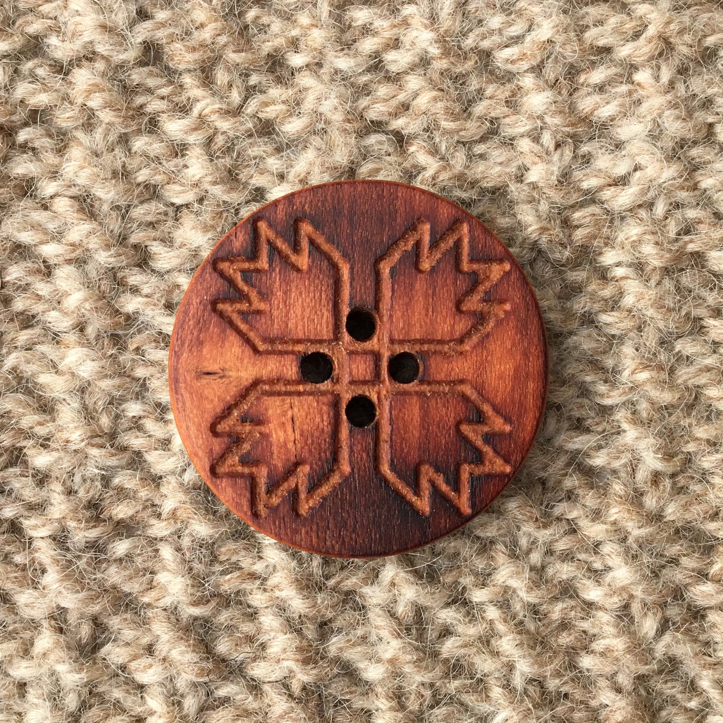 Wooden Quilt Button on Cherry  1-1/2”