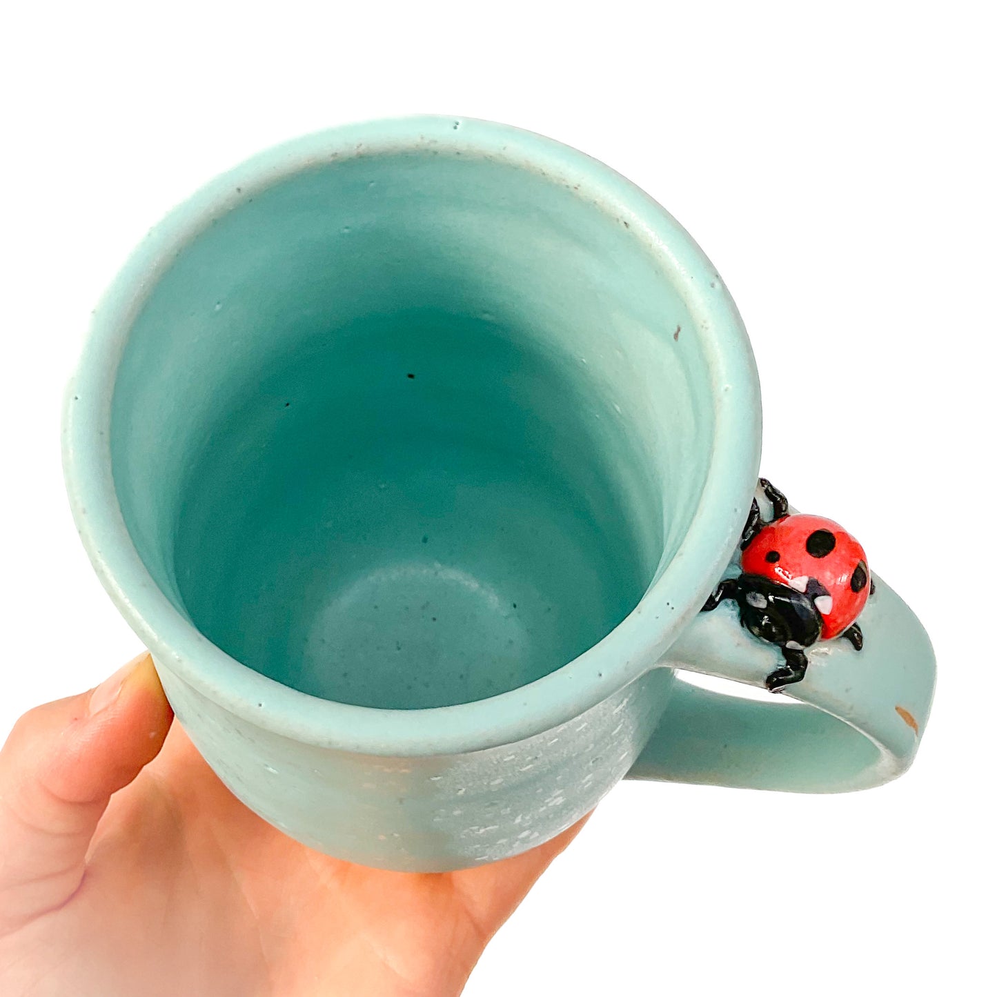 Stoneware Ladybug Mug - 15 ounce Ceramic Mug