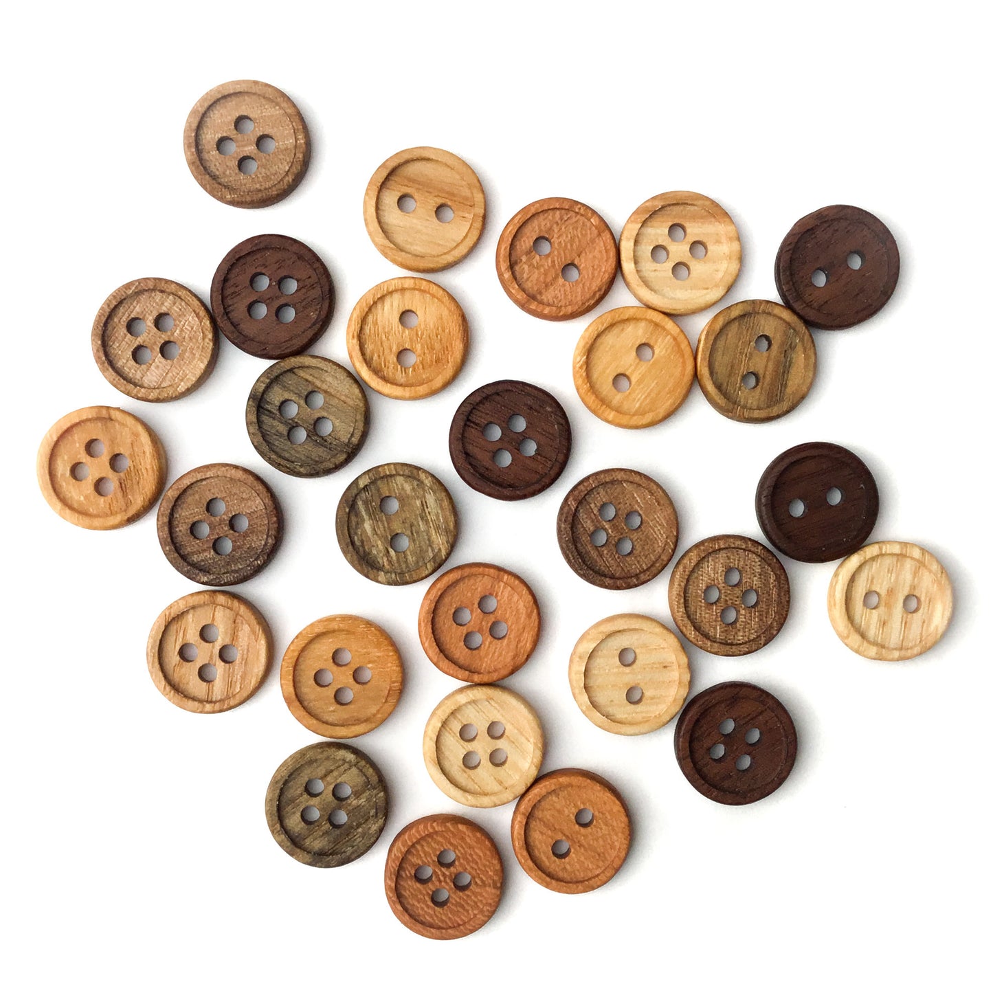 Bead Rim Wood Buttons - 5/8”