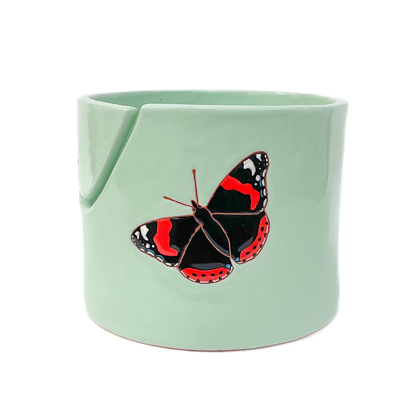 Red Admiral Yarn Bowl - Ceramic Yarn Bowl