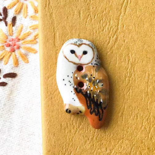 Ceramic Owl Buttons 11/16" x 1-1/4”