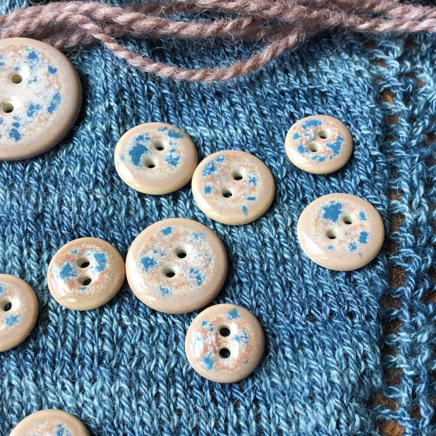 Purple Dusk & Denim Porcelain Buttons