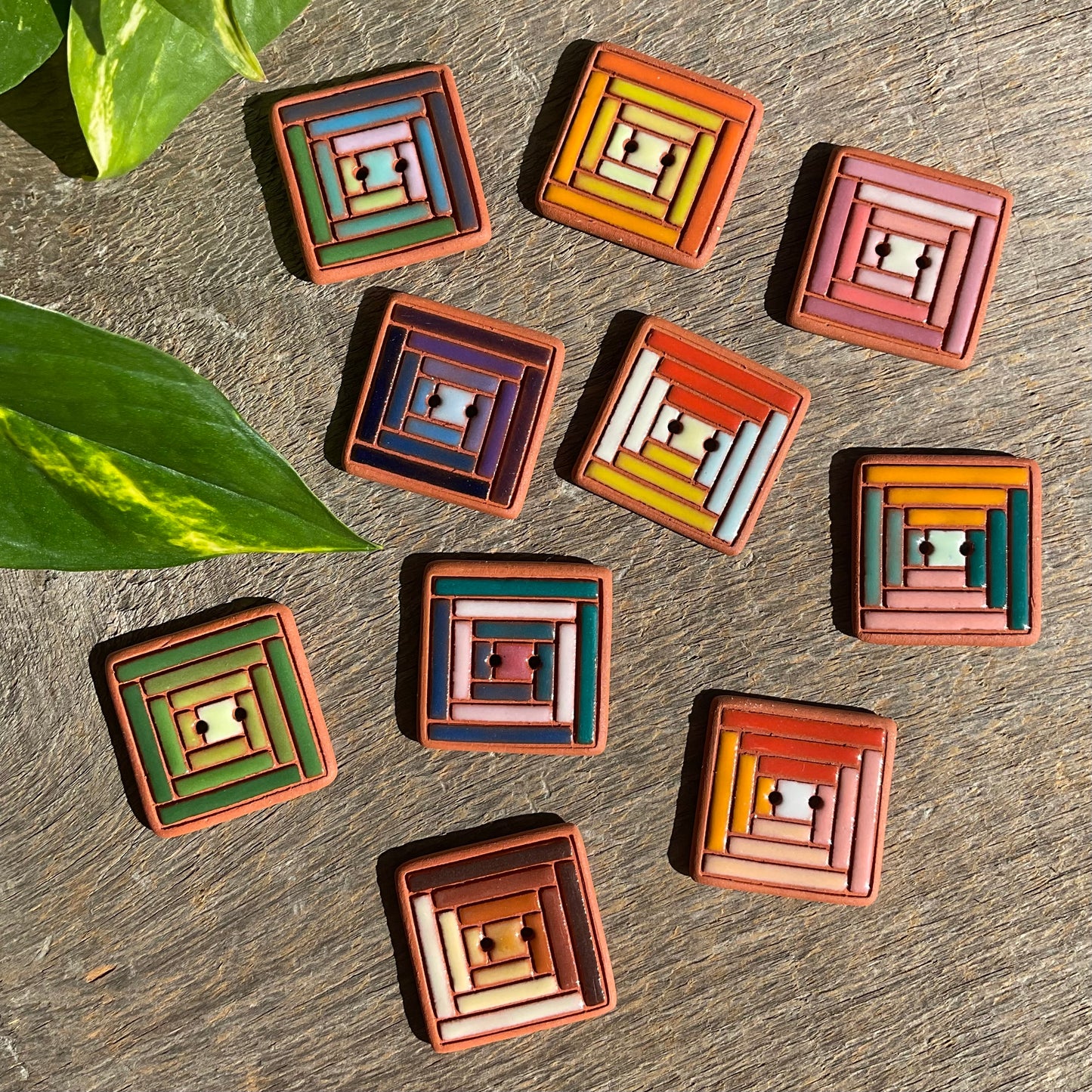 Log Cabin Quilt Button 1”