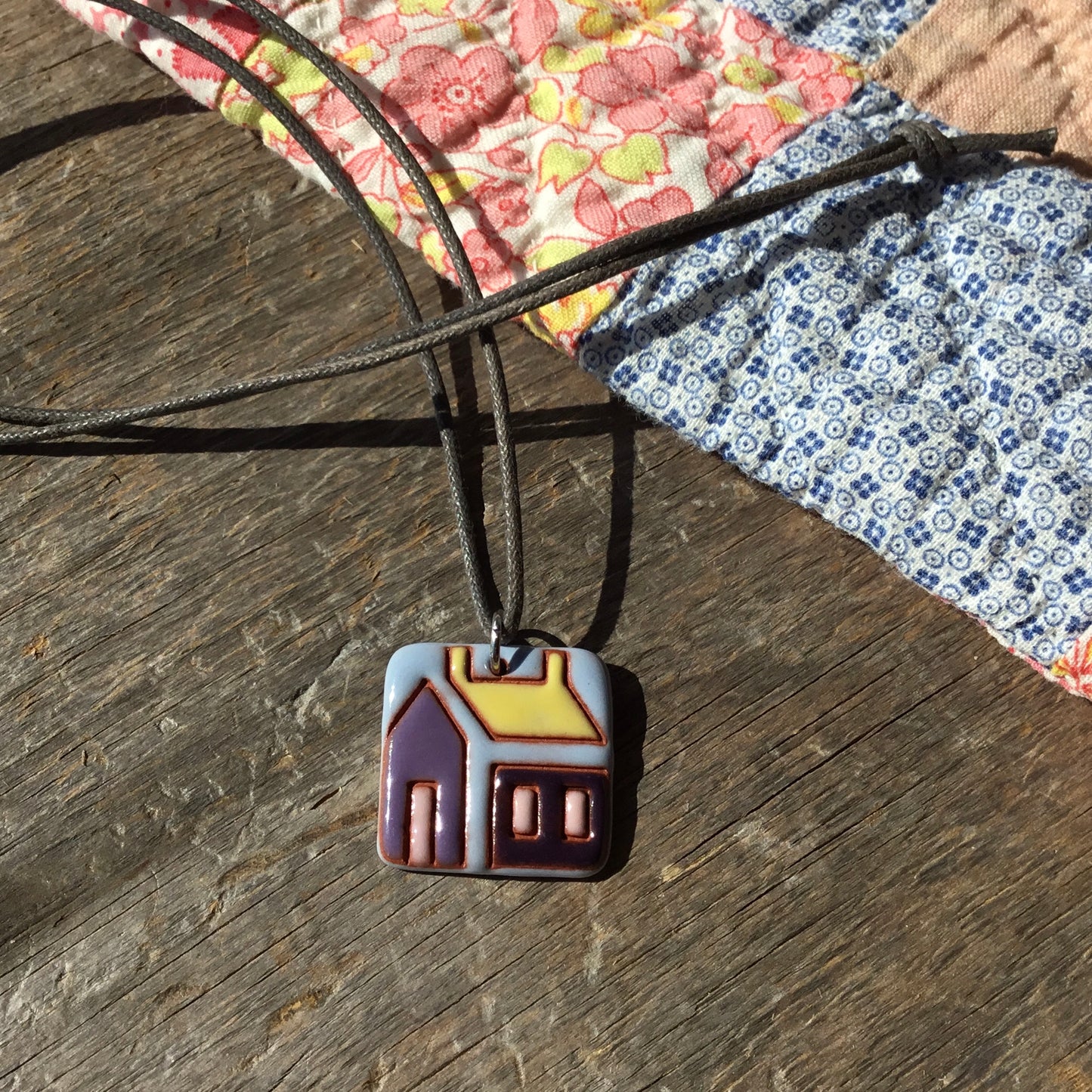 House Quilt Necklace