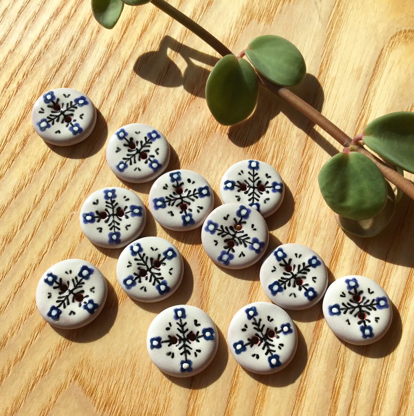 ‘Nordic Garden’ Ceramic Button  3/4"