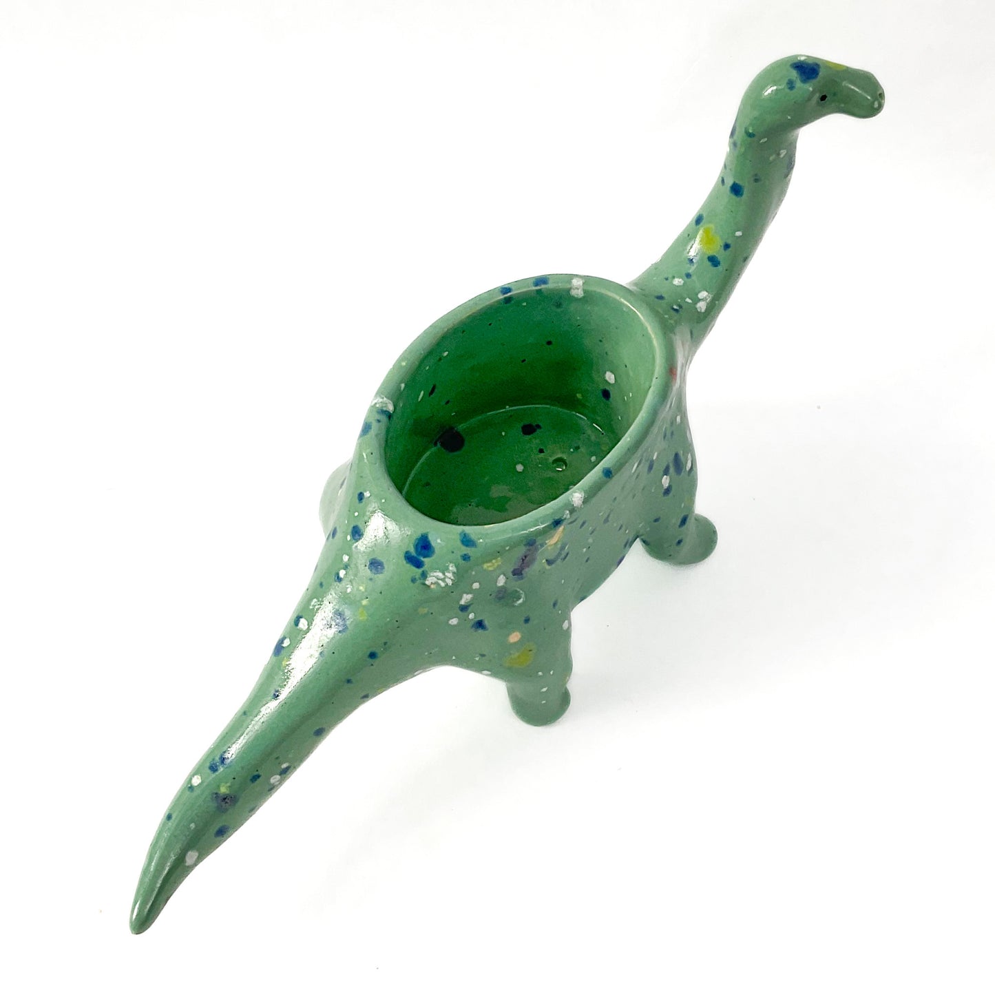 Blue Green Brontosaurus Dinosaur Planter