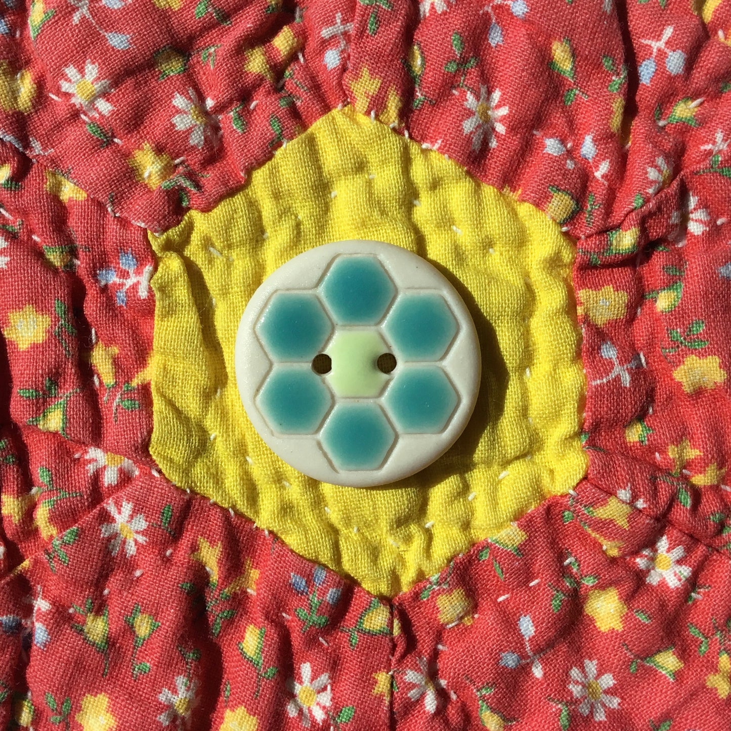 ‘Grandma’s Flower Garden’ Porcelain Button 7/8"