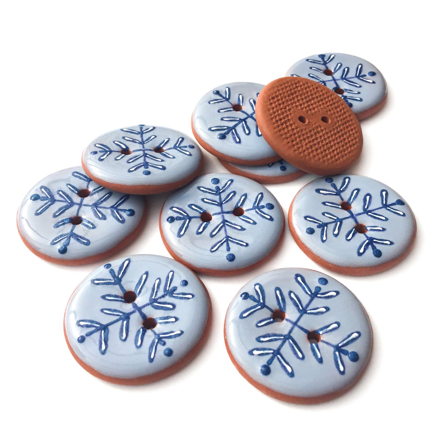 ‘Wintery Blues’ Bud & Vine Ceramic Button  1-1/16"