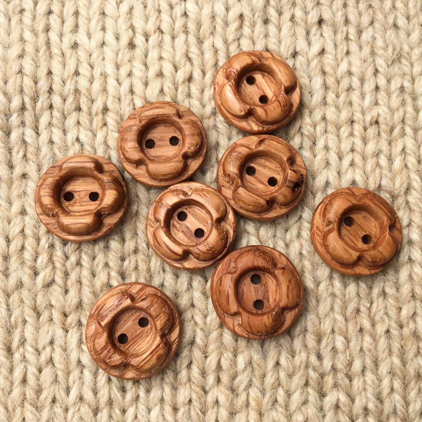 ‘Forest Flowers’ Red Oak Wood Buttons  3/4”