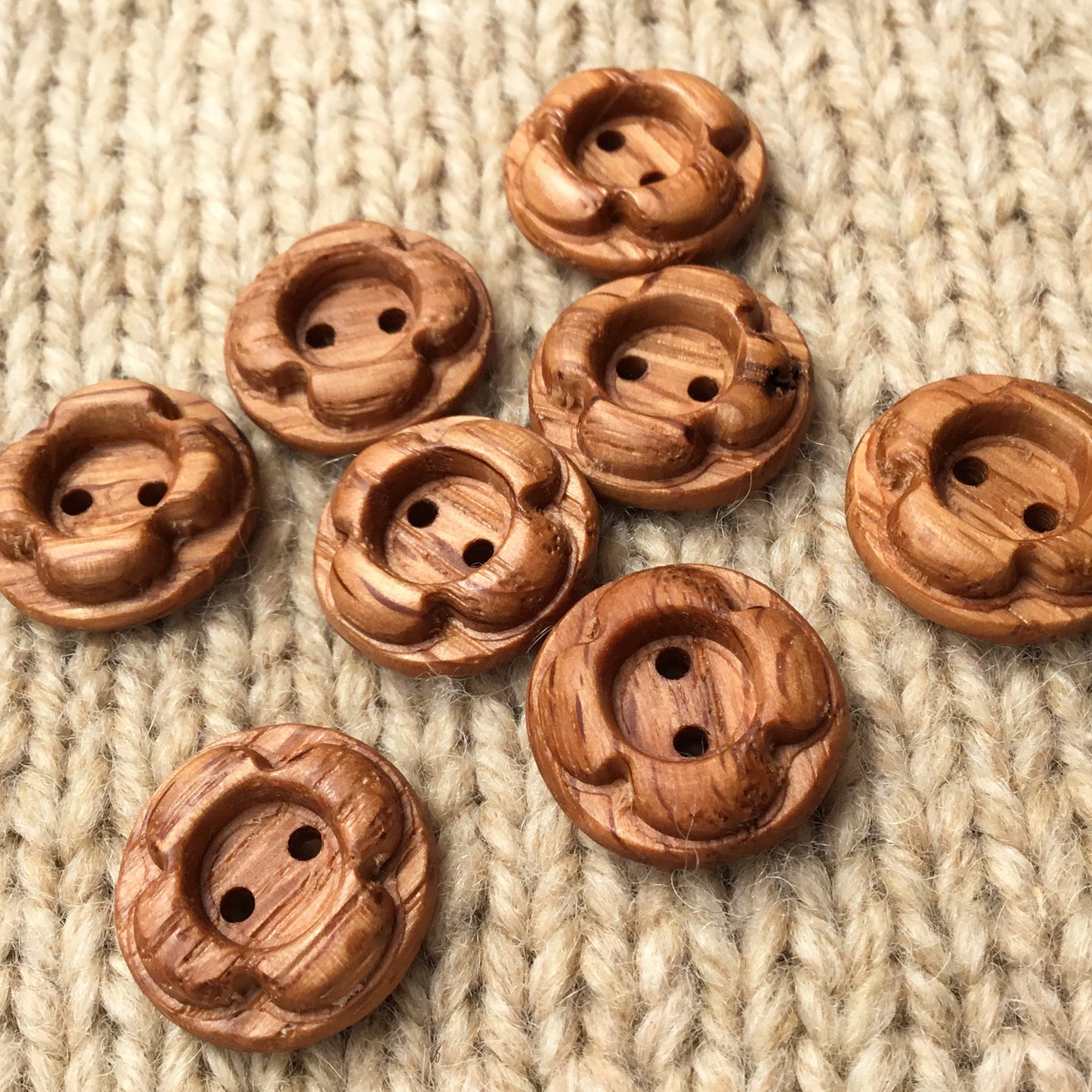 ‘Forest Flowers’ Red Oak Wood Buttons  3/4”