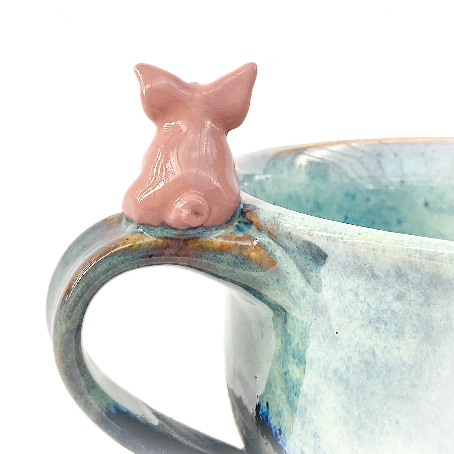 Pink Pig Hand Sculpted Stoneware Bowl