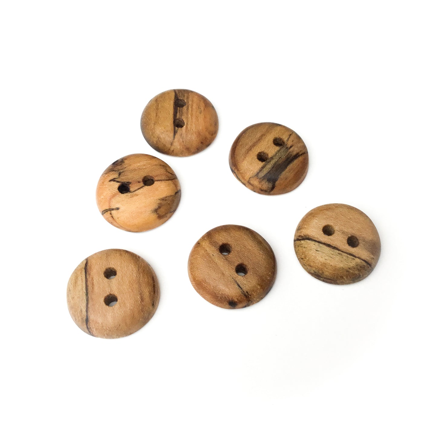 Lightly Spalted Poplar Wood Buttons  7/8”  6-pack